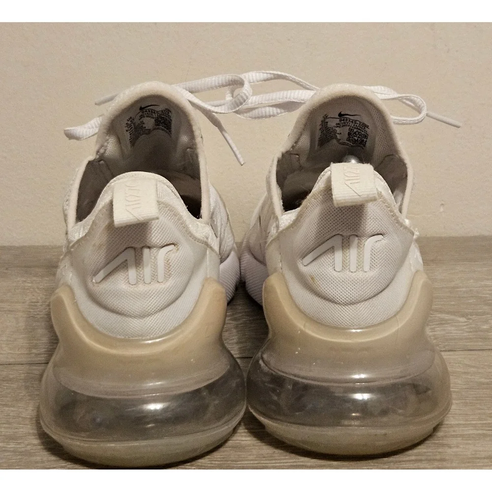 Nike Air Max 270 White Sneakers 943345-103 Womens 7 / Kids 5.5Y Running Shoes